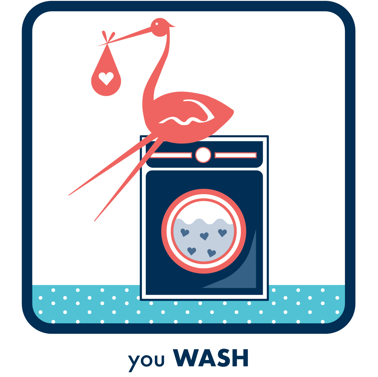 icon with stork on washing machine